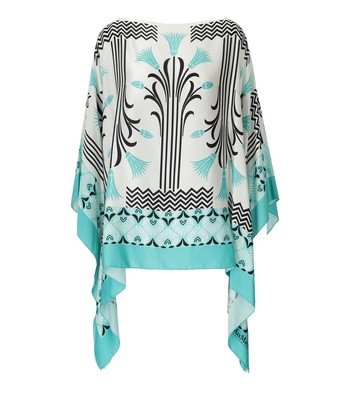 Max Mara Beachwear Acro White Turquoise Poncho Woman Женщина