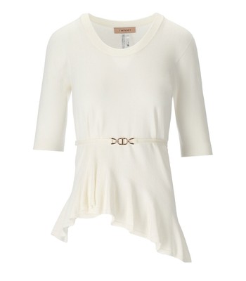 

Женский кремовый джемпер Twinset с поясом, Белый