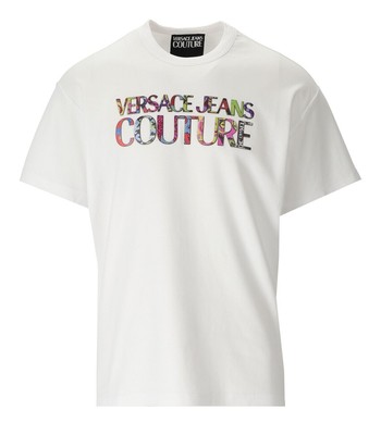 

Футболка Versace Jeans Couture Logo Color White Man, Белый, 74GAHG01-CJ01G-003