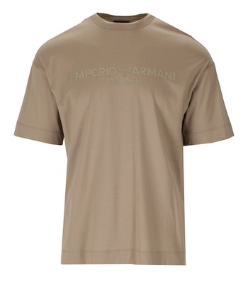 

Мужская бежевая футболка с логотипом Emporio Armani, Бежевый, 3R1TDF-1JUVZ-0144
