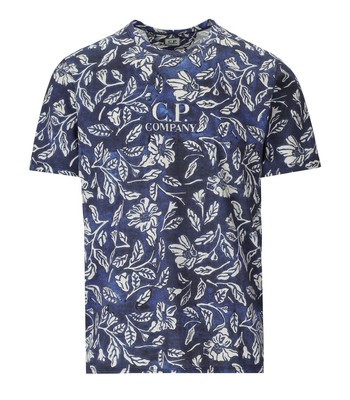 

Синяя футболка с цветочным принтом Cp Company для мужчин, Синий, 14CMTS317A-006530P-868
