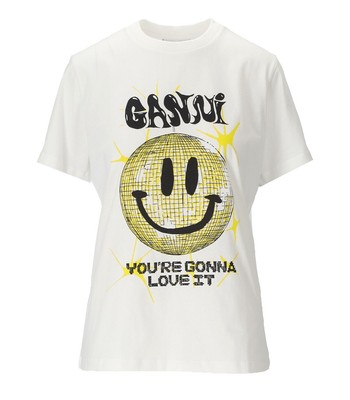 

Ganni Smiley Белая футболка женщина, Белый