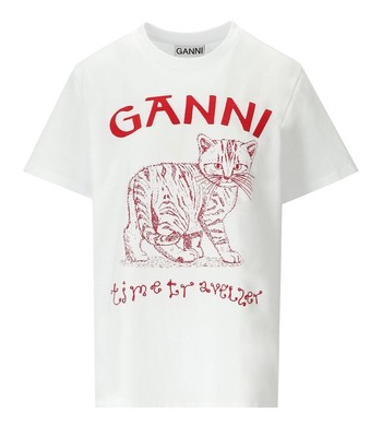 

Белая футболка Ganni Relaxed Future для женщин, Белый