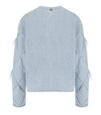 TWINSET TWINSET BLAUER PULLOVER MIT FEDERN DAMEN