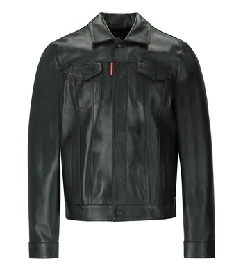 

Мужская зеленая кожаная куртка Dsquared2 Dan Jean, Зеленый, S74AM1351-SY1491-647