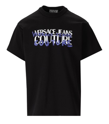 

Versace Jeans Couture Logo Граффити Черная футболка Мужчина, Черный, 74GAHF02-CJ01F-899