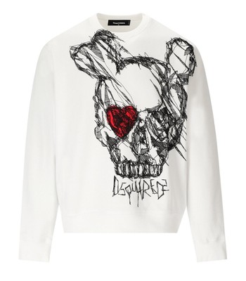 

Dsquared2 Cool Fit Skull White Толстовка Мужская, Белый