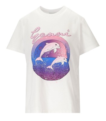 

Белая футболка Ganni Dolphin для женщин, Белый