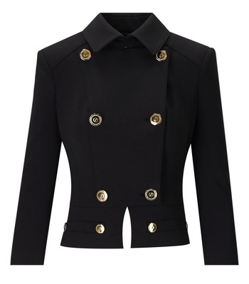 

Elisabetta Franchi Черный двубортный укороченный жакет женский, GI06636E2-110