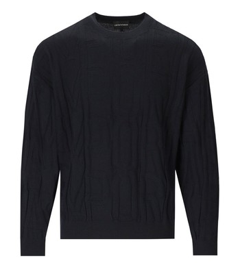 

Синий мужской джемпер с круглым вырезом Emporio Armani
