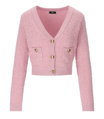 

Женский Розовый Жаккардовый Укороченный Кардиган Elisabetta Franchi