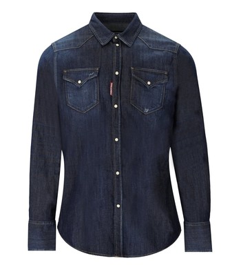 

Мужская джинсовая рубашка Dsquared2 Classic Western Blue, Синий, S74DM0752-S30341-470