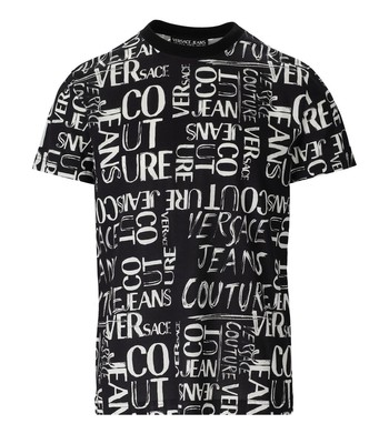 

Versace Jeans Couture Doodle Logo Черная футболка для мужчин, Черный, 74GAH6S2-JS167-899