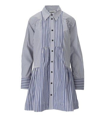 

Ganni Striped Blue And White Платье-Рубашка Женщина, Синий