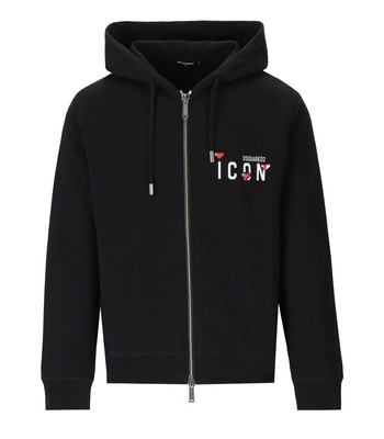 

Dsquared2 Icon Heart Pixel Черная толстовка с капюшоном для мужчин, Черный