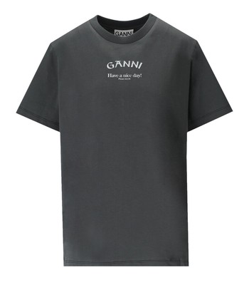 

Ganni Relaxed O-neck Серая футболка женщина, Grey