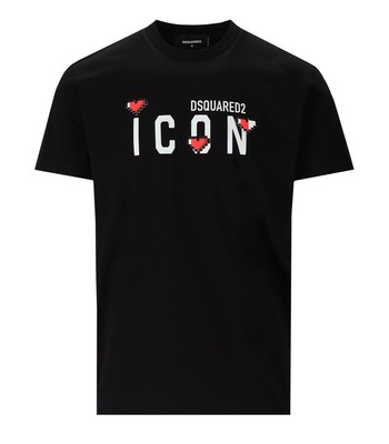 Dsquared2 Icon Heart Pixel Черная футболка Мужчина