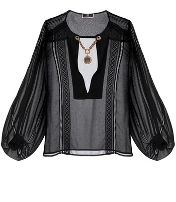 

Elisabetta Franchi черная рубашка с драгоценностями женщина, Черный