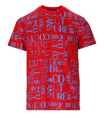 

Versace Jeans Couture Doodle Logo Красная футболка для мужчин, Красный, 74GAH6S2-JS167-521