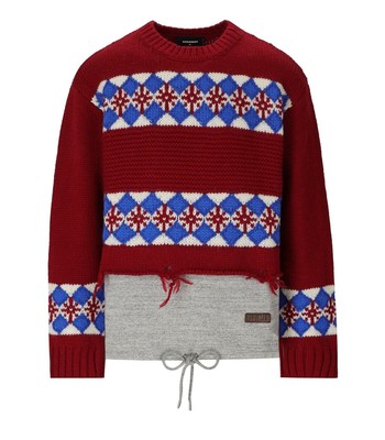 

Красный мужской джемпер с круглым вырезом Dsquared2 Hybrid из канадского жаккарда