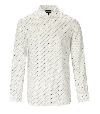 

Мужская белая рубашка с монограммой Emporio Armani, Белый, 6R1C86-1NMVZ-F1D8