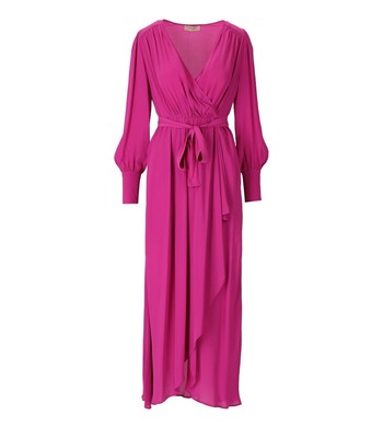 

Длинное платье-бумажник Twinset цвета фуксии женщина, Fucsia