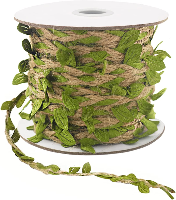 Natural Jute Twine, 66 Feet 5Mm Burlap Leaf Ribbon, Braided Decoration Vine with