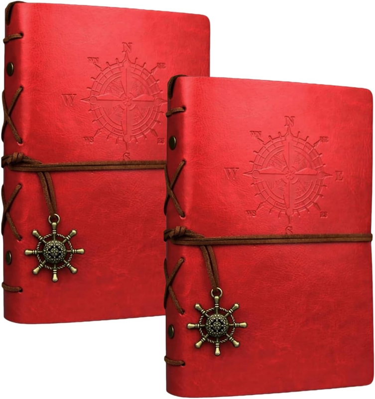 2 Pack Vintage Leather Travelers Notebook Refillable Journals for Men Women