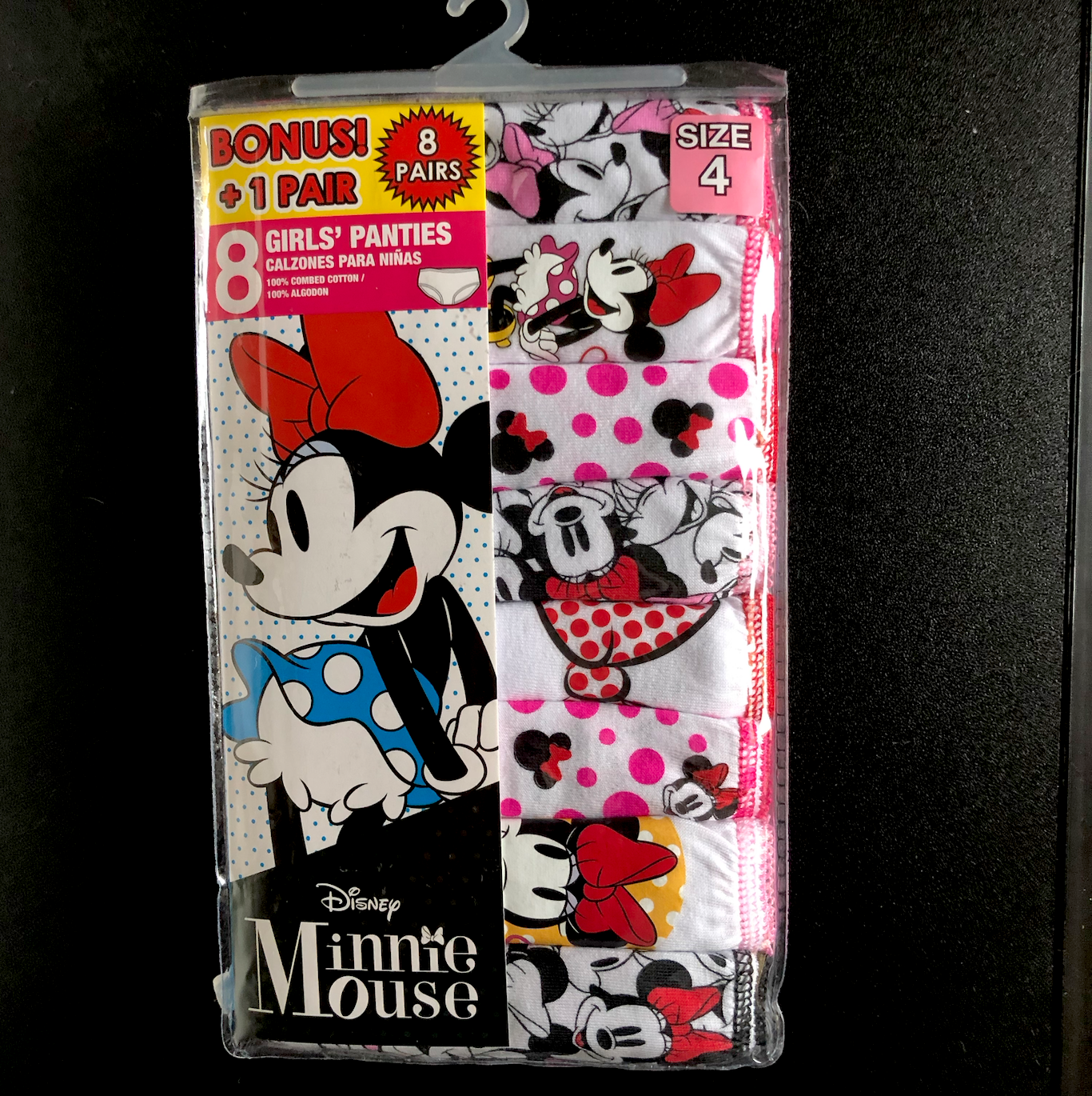 Minnie Mouse 8 Pairs Disney Cotton Panties Underwear Girls Sz ...