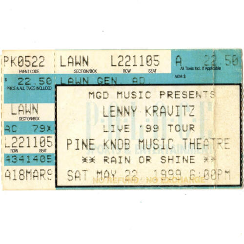 BLACK CROWES & LENNY KRAVITZ & EVERLAST Concert Ticket Stub 5/22/99 CLARKSTON MI