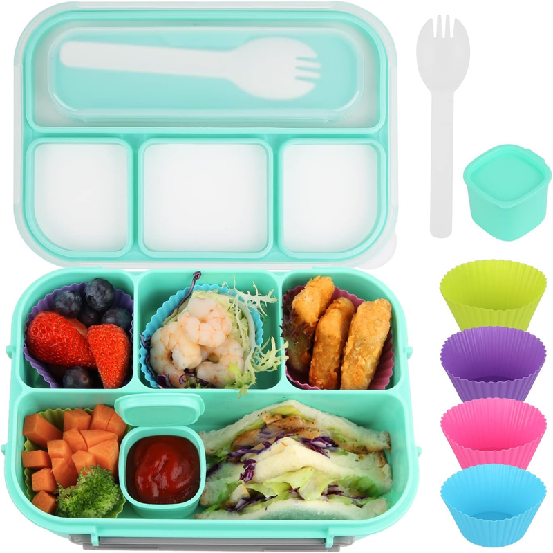 Bento Lunch Box Adult Kids 4 Compartment 1300ml Meal Prep Food Container Freezer