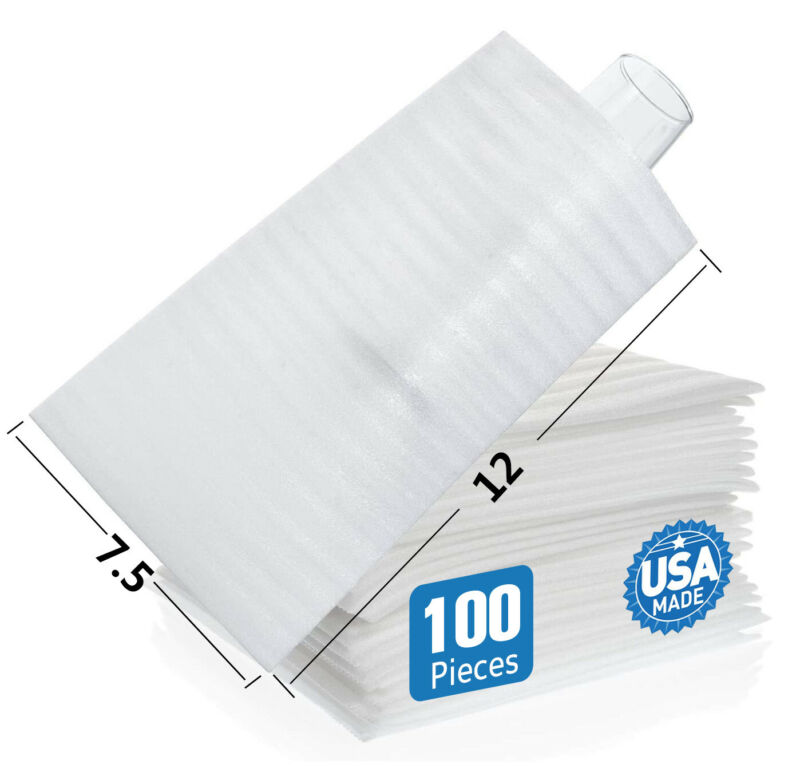 100 Foam Wrap Pouches for Shipping Packing Moving Cushion 7.5"X12" Fragile Cups
