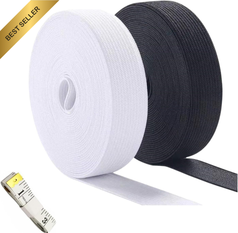 2 Pack Elastic Band for Sewing,Heavy Stretch High Elasticity Knit Elastic Band,1