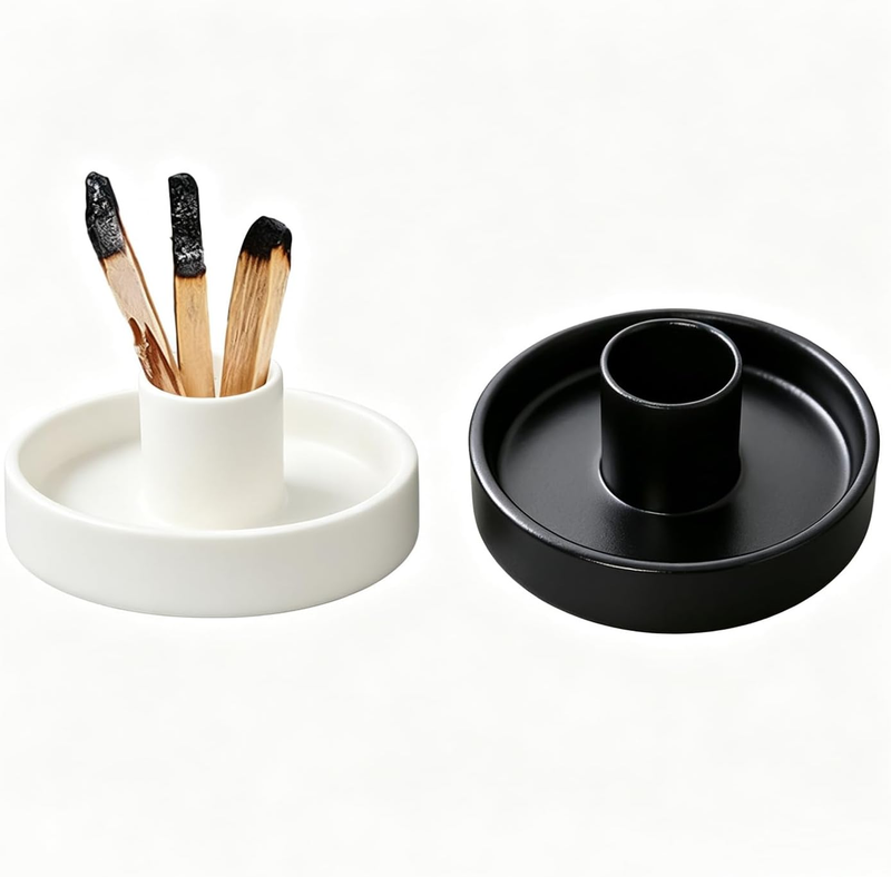 2Pcs Palo Santo Holder, 4.3" Modern Minimalist Ceramic Incense Holder