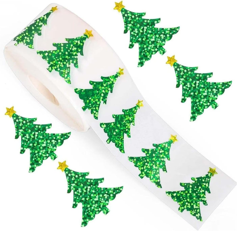 Christmas Tree Stickers 500 Pack for Gift Wrapping and Cards