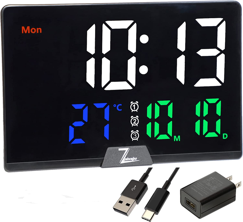 Large Number Calendar Clock With Date Temperature