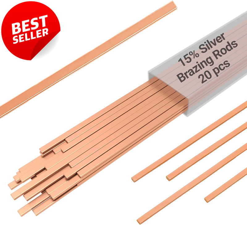 15% Silver Brazing Rods BCuP-5 Phos Copper Solder HVAC 20pcs 0.050x1/8x10 - US