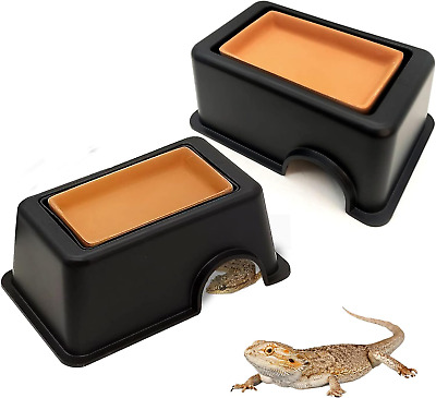 2Pcs Reptile Hide Box, Gecko Hideout and Cave with Water Supply for Lizards Snak