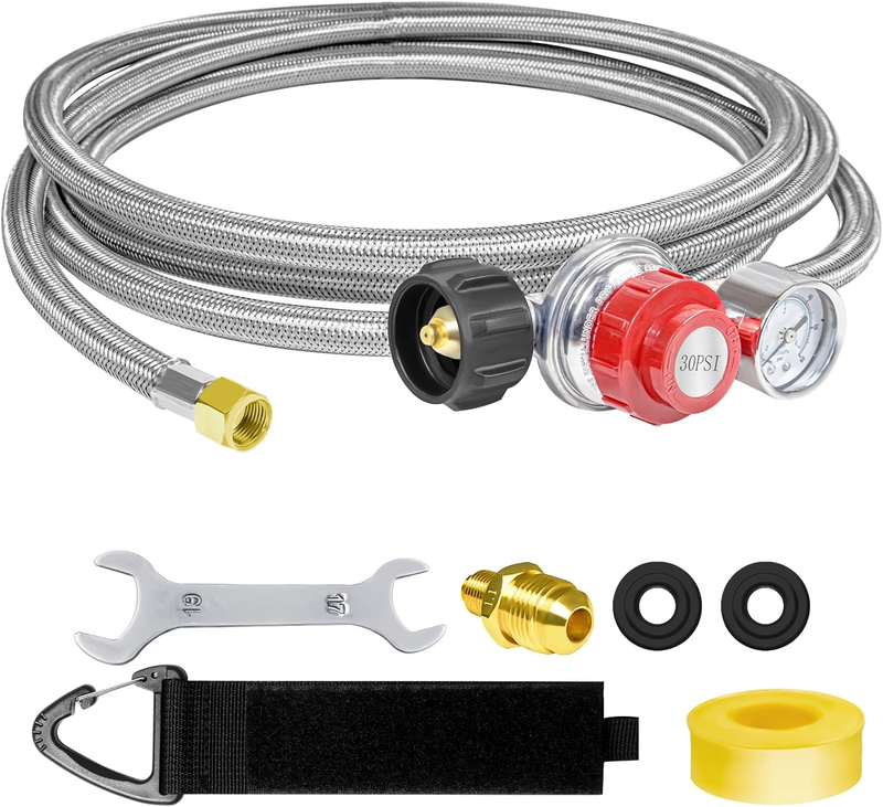 12FT 0-30PSI Adjustable Propane Regulator for Qcc1X3/8 Gas Tank Cooker