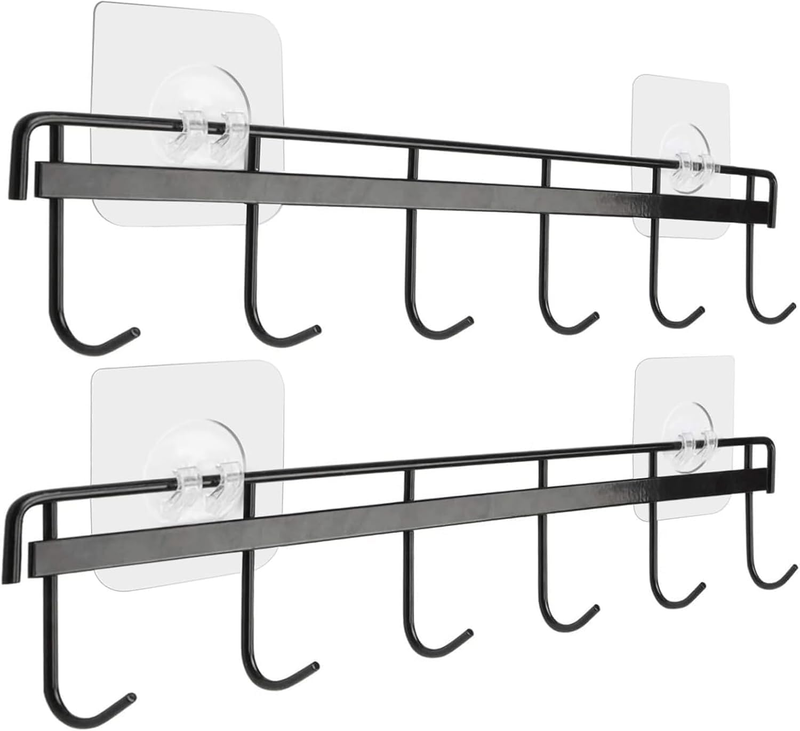 Adhesive Wall Hooks Rack Kitchen Rail, Space Saving Utensil Holder No Drilling W