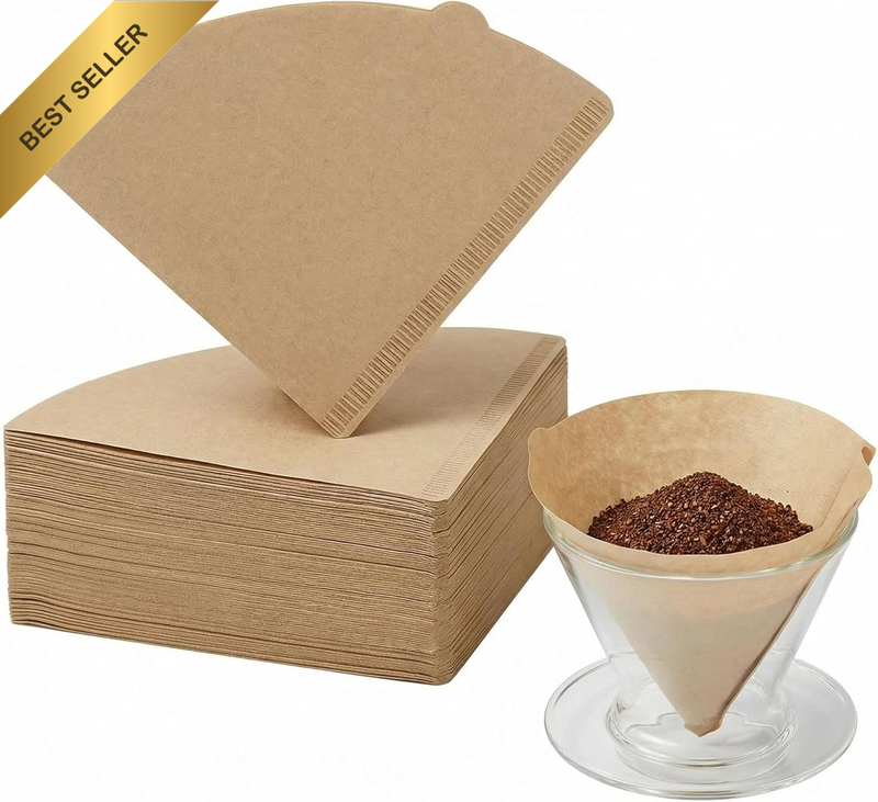200-Pack Cone Coffee Filters, Size 02, Unbleached Natural Brown Paper, for 2-4 C
