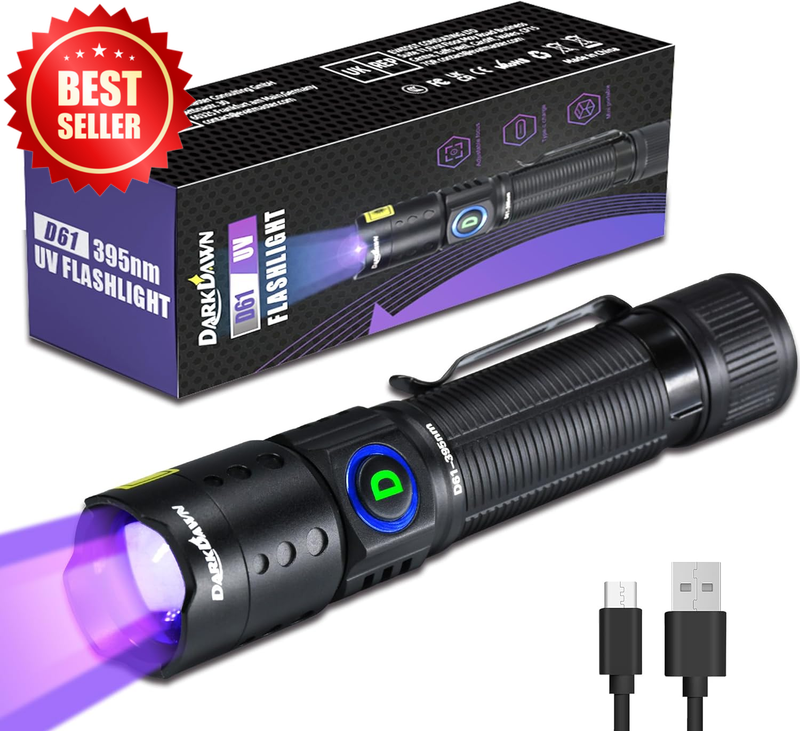 UV Flashlight 395nm Black Light Mini USB Rechargeable Woods Lamp Detector US