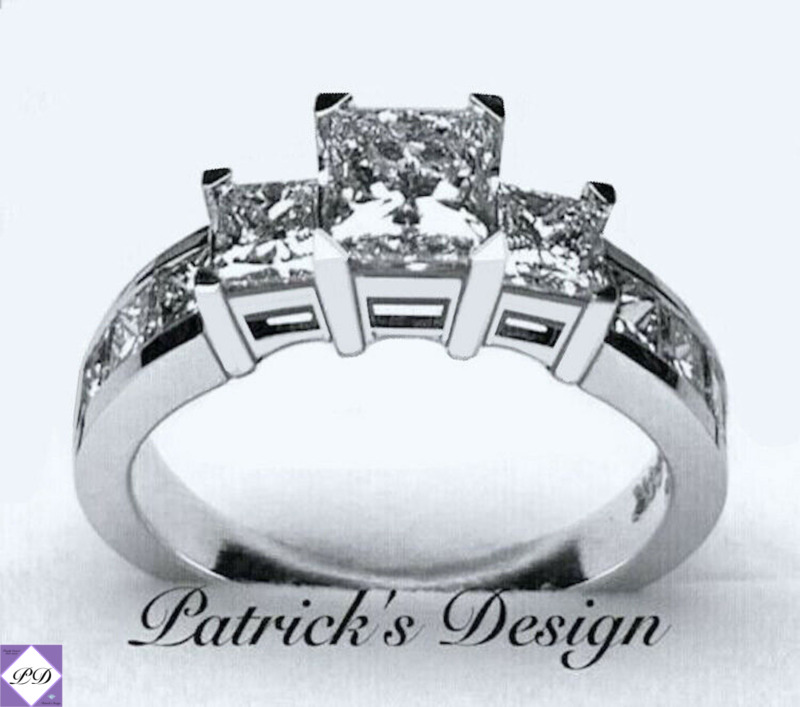 1.65ct Genuine Princess Cut Diamond Engagement Wedding Ring 14k White Gold Pd72w