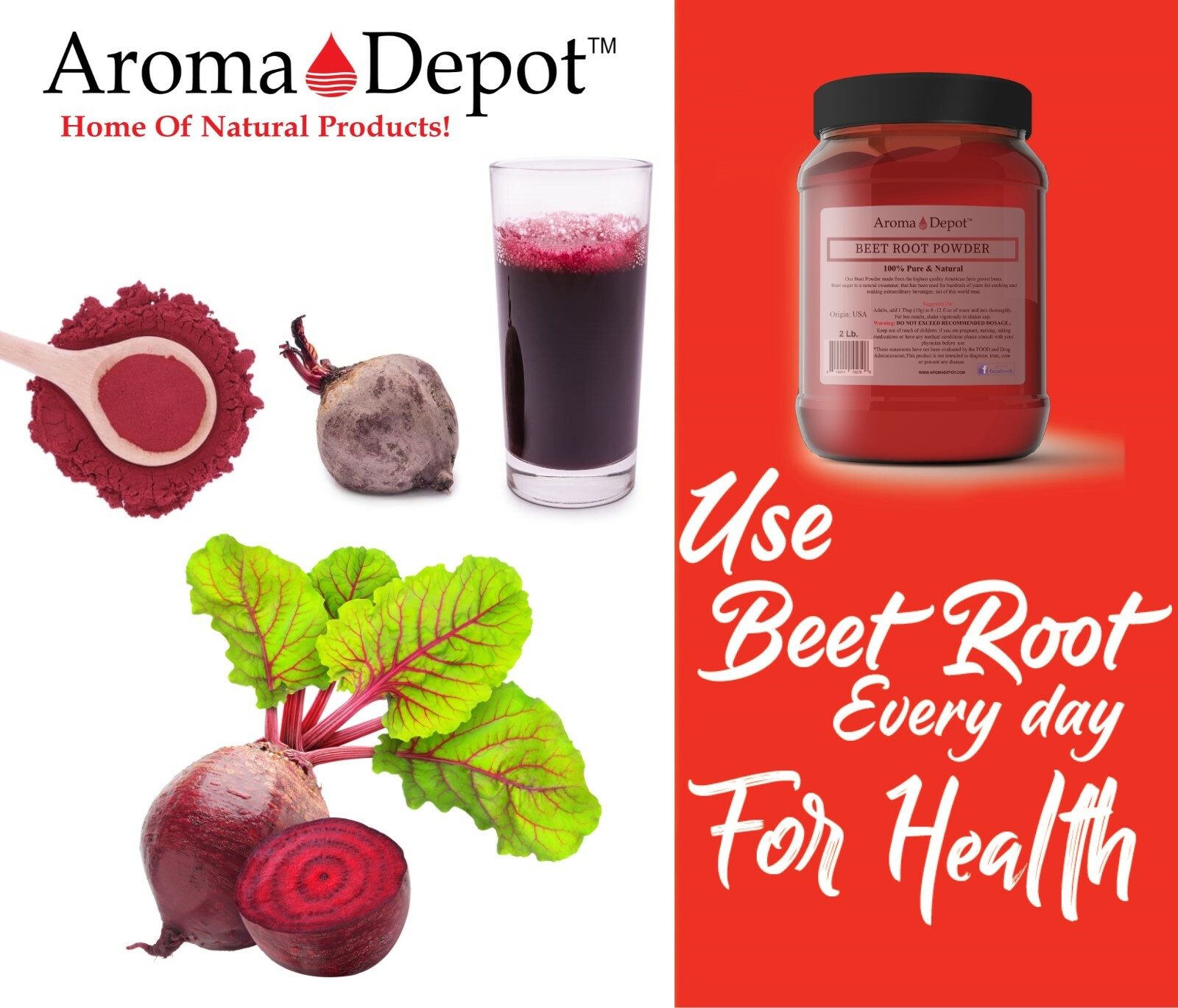 Beet Root Powder (Beta vulgaris) Raw & Non-GMO Superfood Vegan 100% Natural