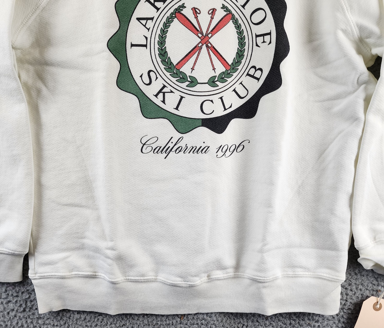 Retro Brand Graphic Sweatshirt Women's S Antique White Crewneck Long Sleeves~ - Picture 3 of 14