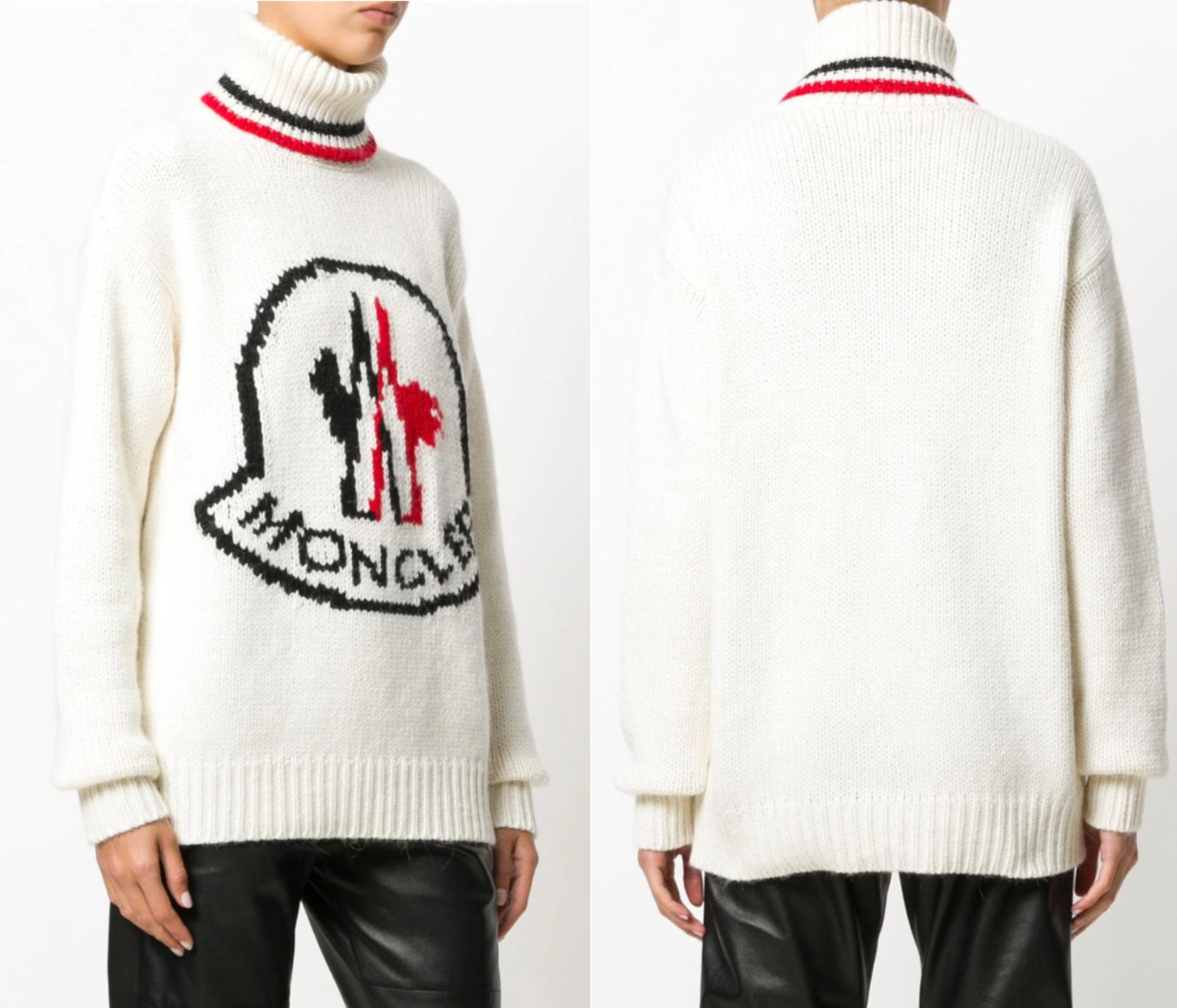 Pre-owned Moncler Gamma Red Cashmere Jumper Sweater Roll Neck Pullover Knit Sweater Xs In White