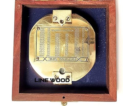 Vintage Nautical Stanley London Brass Brunton Compass With Wood Box 2'' Gold