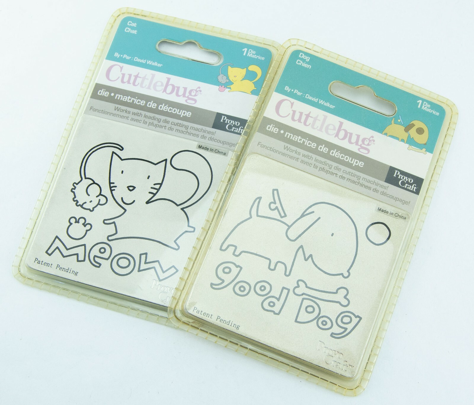 Provo Craft Cuttlebug Cutting Dies Cat & Dog 2 Designs Lot