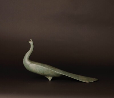 Beautiful Japanese Bronze Peacock signed object  ZF17