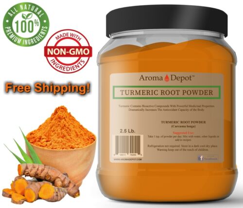 2.5lb Turmeric Root Powder 100% Pure Curcuma Longa Tumeric 40 oz JAR